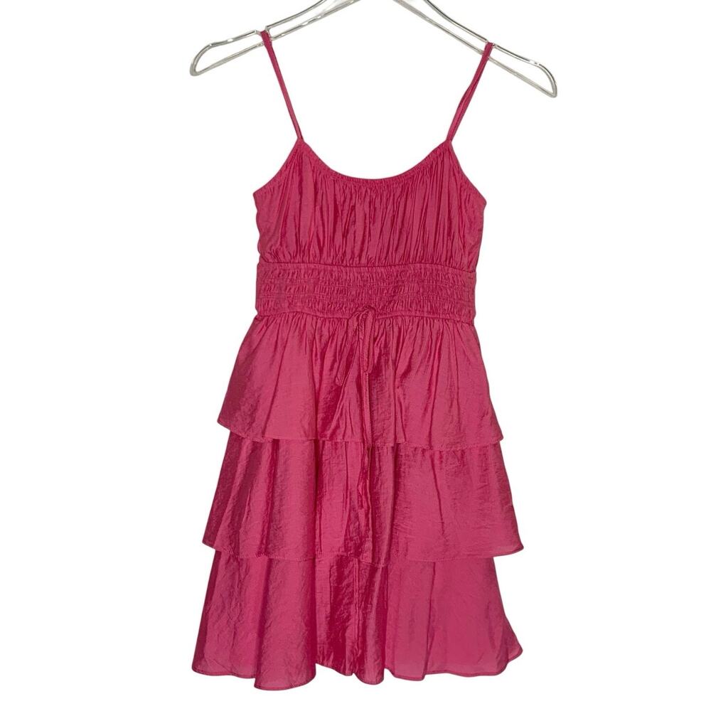 Blu Pepper Pink Sleeveless Ruffle Short Dress S NEW Tiered Mini Coquette
